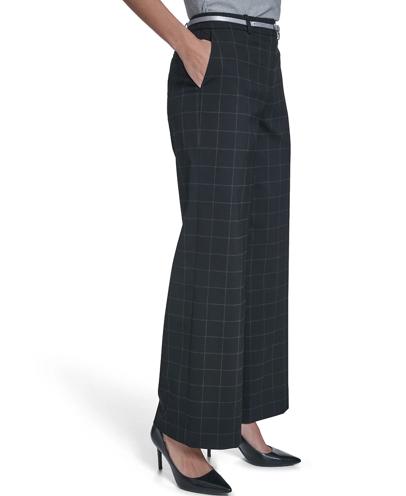 Calvin Klein Women's Windowpane Wide-Leg Pants
