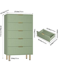 gaomon 5-Drawer Dresser for Bedroom, Modern Fluted Chest with Handles and Wood Storage
