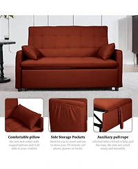 Streamdale Furniture 61" Fabric Sofa Bed with Storage Pockets & Adjustable Back