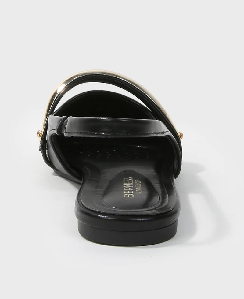 Berness Women's Reina Slingback Flats with Gold-Tone Bar Detail