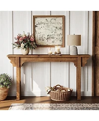 Tribesigns 63" Solid Wood Entryway Table, Mid-Century Modern Console Table for Living Room, Entrance, Hallway, Foyer