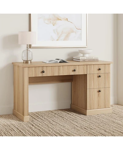 gaomon 54" Fluted Executive Desk with Charging Station