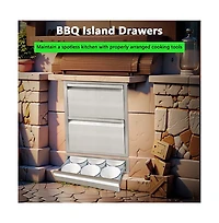 gaomon 24" Outdoor Kitchen Drawers, Stainless Steel Single-Layer Flush Mount Bbq Drawers for Grill Station, Silver