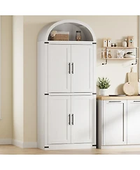 gaomon Arched 71.6" Tall Kitchen Pantry Cabinet, Farmhouse Storage Cabinet with Doors