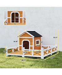 Aostirmotor Dog House Outdoor Wooden Dog Shelter in Orange