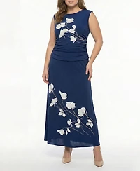 Taylor Plus Cap-Sleeve Printed Dress