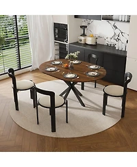 Streamdale Furniture Streamdale Extendable Round Dining Table, 6-Person, Wood Veneer, 42-58 Inches