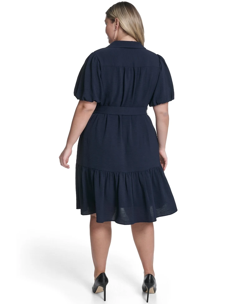 Jessica Howard Plus Single Tiered Shirt Dress