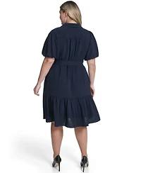 Jessica Howard Plus Single Tiered Shirt Dress
