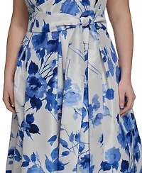 Jessica Howard Plus Sleeveless V-Neck Shantung Cocktail Dress