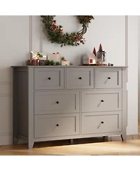 gaomon 7 Drawer Dresser, Modern Wood Chest with Gold Handles and Large Storage for Bedroom or Hallway