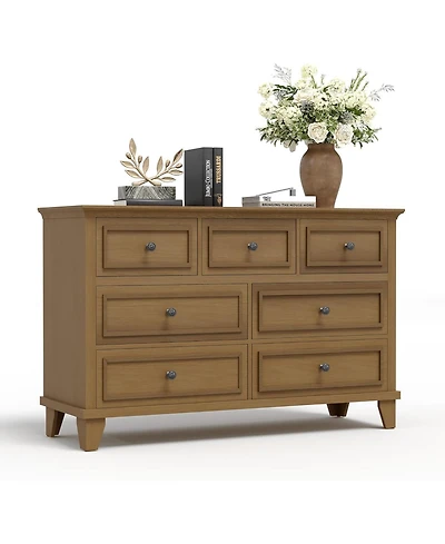gaomon 7-Drawer Dresser for Bedroom, 47" Wide Wooden Chest with Deep Drawers, Dresser Tv Stand