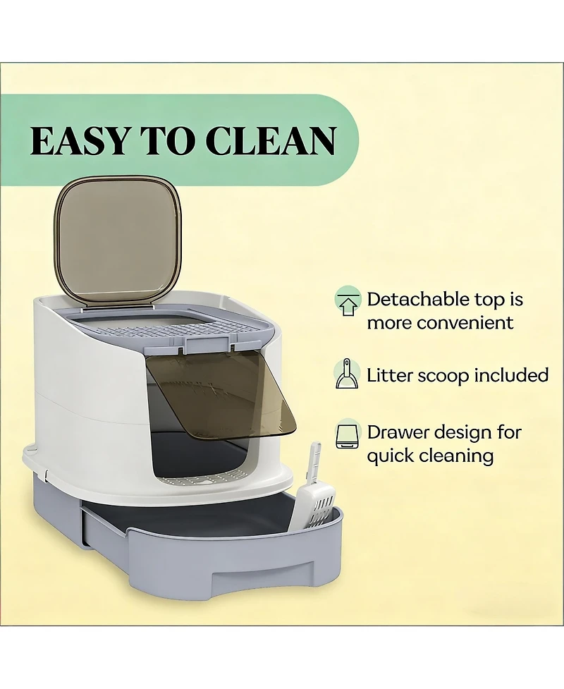 Zeus & Ruta Easy to Clean Litter Box Covered Cat Litter Box
