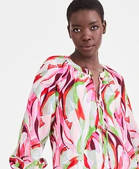 I.n.c. International Concepts Women's Long Sleeve Linen-Blend Blouse, Macy's Exclusive