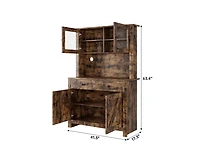 gaomon Kitchen Pantry Cabinet with Microwave Stand, Freestanding Hutch Storage Cupboard, Brown