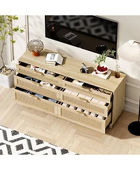 Streamdale Furniture 59" Rattan Dresser with 6 Drawers