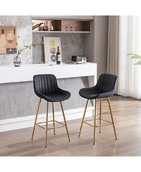 Streamdale Furniture Modern Velvet Counter Stools with Gold Legs (Set of 2)