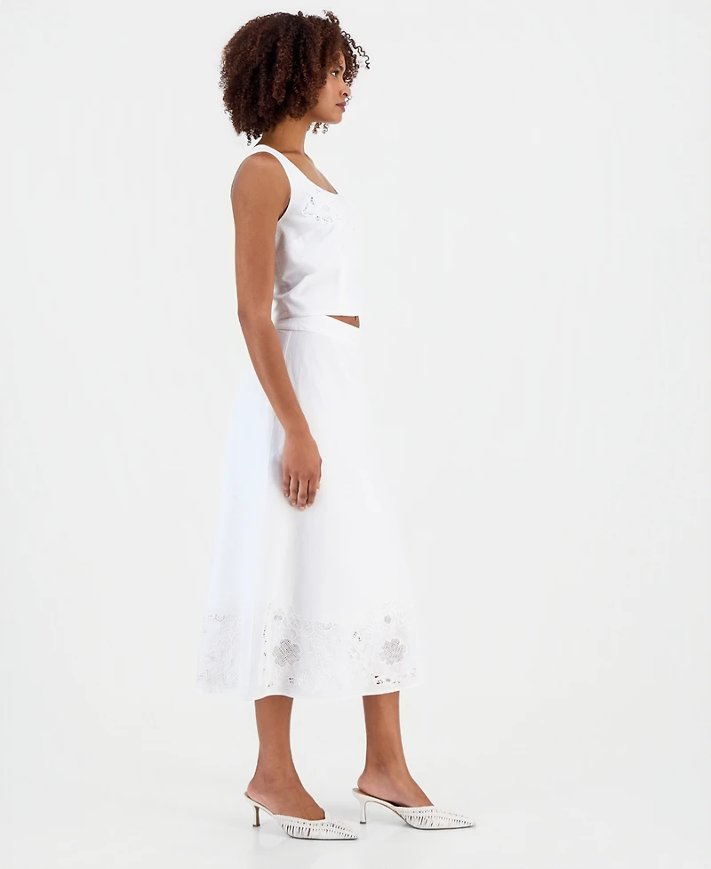 I.n.c. International Concepts Women's Floral Lace-Trim Midi Skirt, Macy's Exclusive