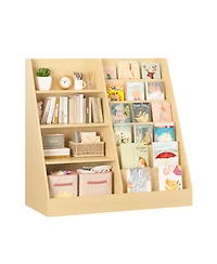 Streamdale Furniture Kids Bookshelf & Toy Storage Organizer - 4 Tier Wooden Bookcase (Natural