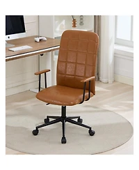 Streamdale Furniture Antique brown Pu leather office chair with armrest, high backrest, swivel