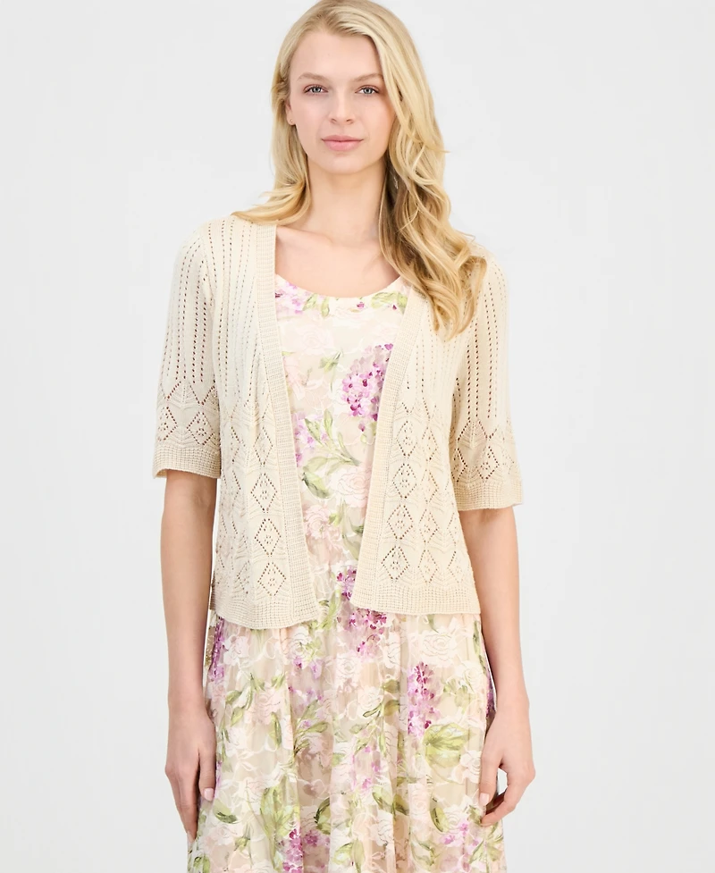 Robbie Bee Women's Printed Fit & Flare Dress Shrug