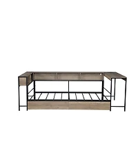 Streamdale Furniture Corner Bed Frame Full Size w/ Bookcase, 2 Drawers, Led & Charging Station