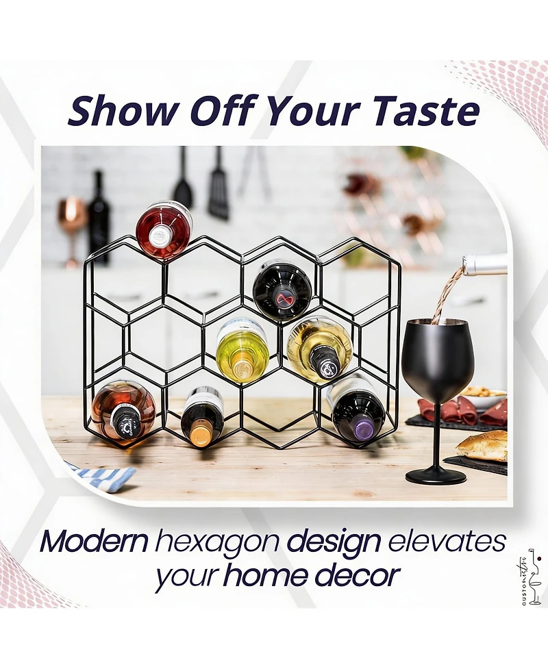 Yigii Modern 14-Bottle Wine Rack, 3-Tier, Rust-Resistant, Durable