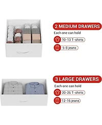 gaomon 5-Drawer Tall Dresser for Bedroom, Storage Organizer with Fabric Bins, Wood Top and Steel Frame