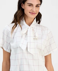 Kasper Women's Printed Satin Sleeveless Tie Blouse