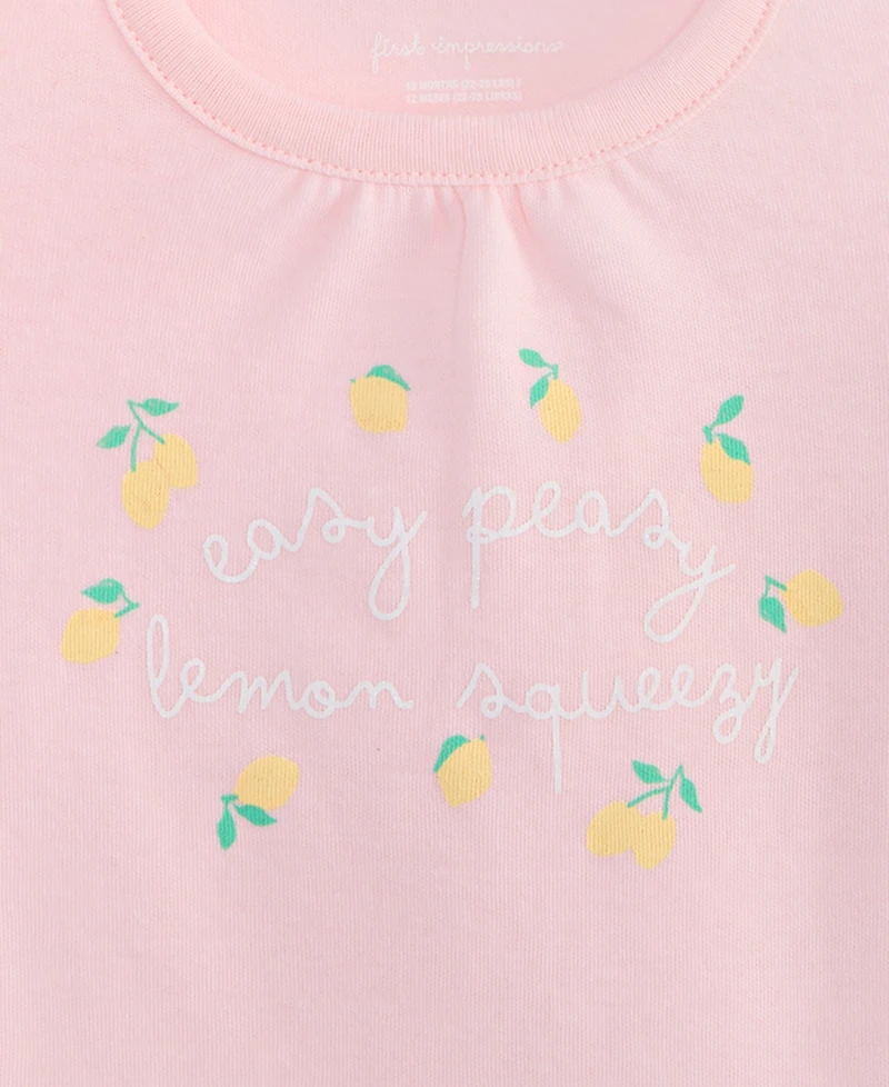 First Impressions Baby Girls' Lemon Squeezy Flutter-Sleeve T-Shirt, Macy's Exclusive