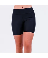 Calypsa Women's Maya Tankini Swim Top With Built-In Bra and Black Mid-Thigh Shorts