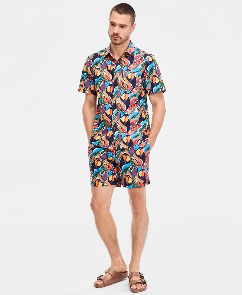 Paisley & Gray Men's Toucan Printed Button-Down Swim Shirt