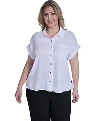Calvin Klein Plus Short-Sleeve Camp Button-Down Shirt