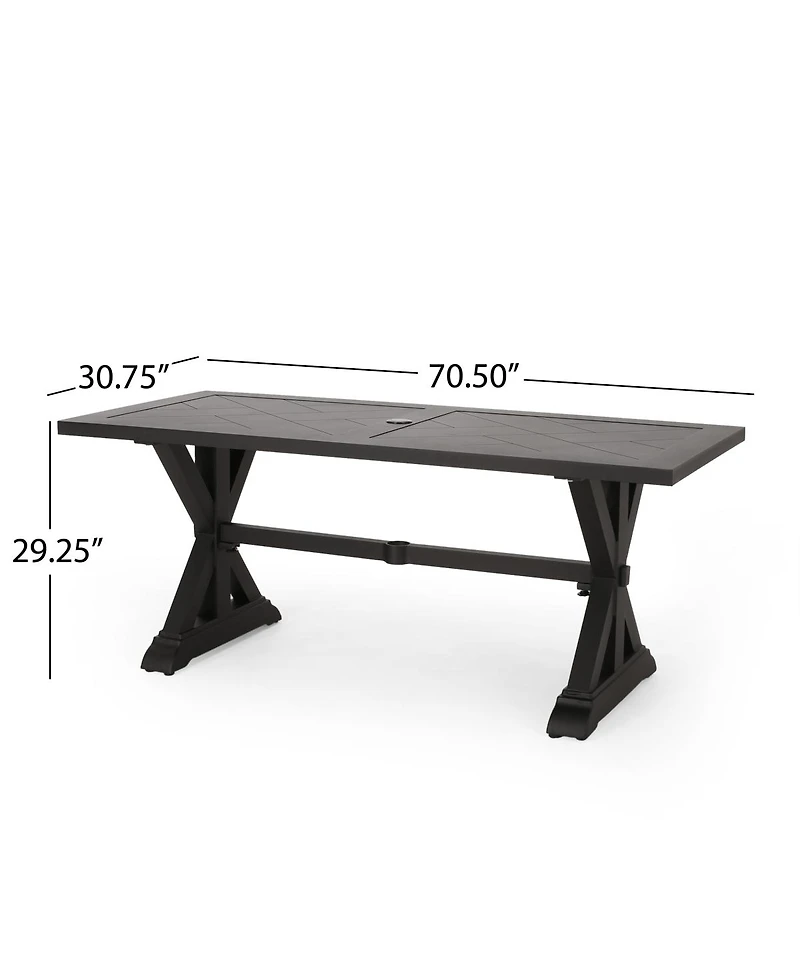 Streamdale Furniture Outdoor Dining Table, Antique Matte Black