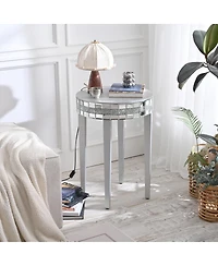 Streamdale Furniture Artisanal Round Mirror Breakfast Table with Diamond-Cut Pedestal