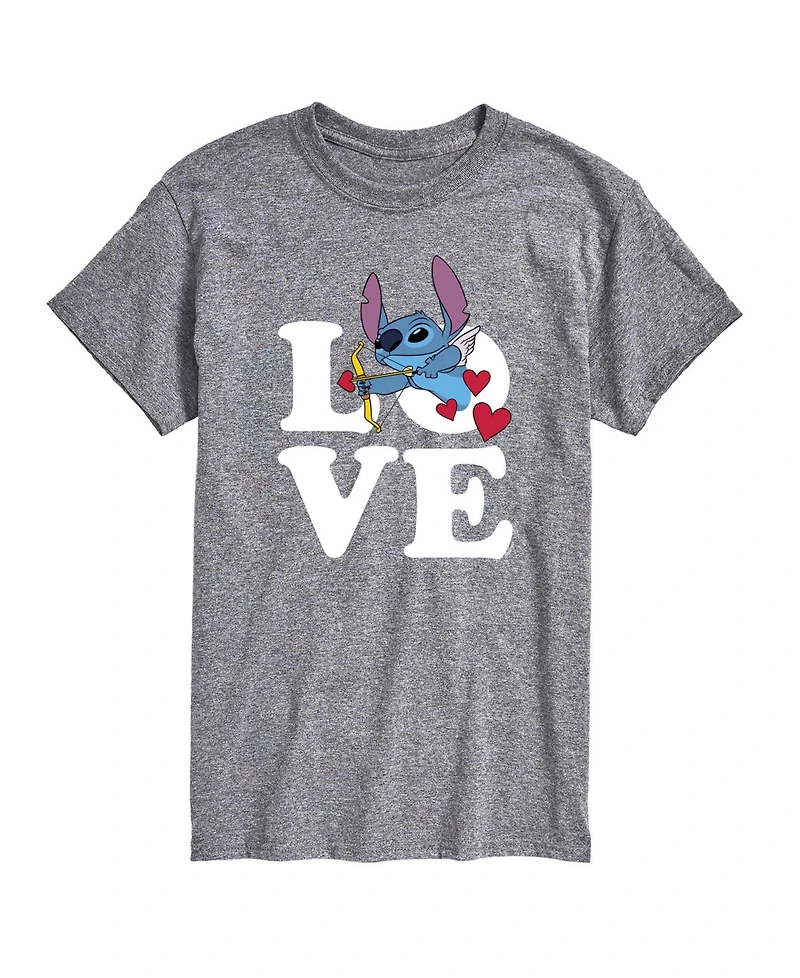 Airwaves Men's Lilo & Stitch Love Cupid Printed Short-Sleeve Graphic T-Shirt