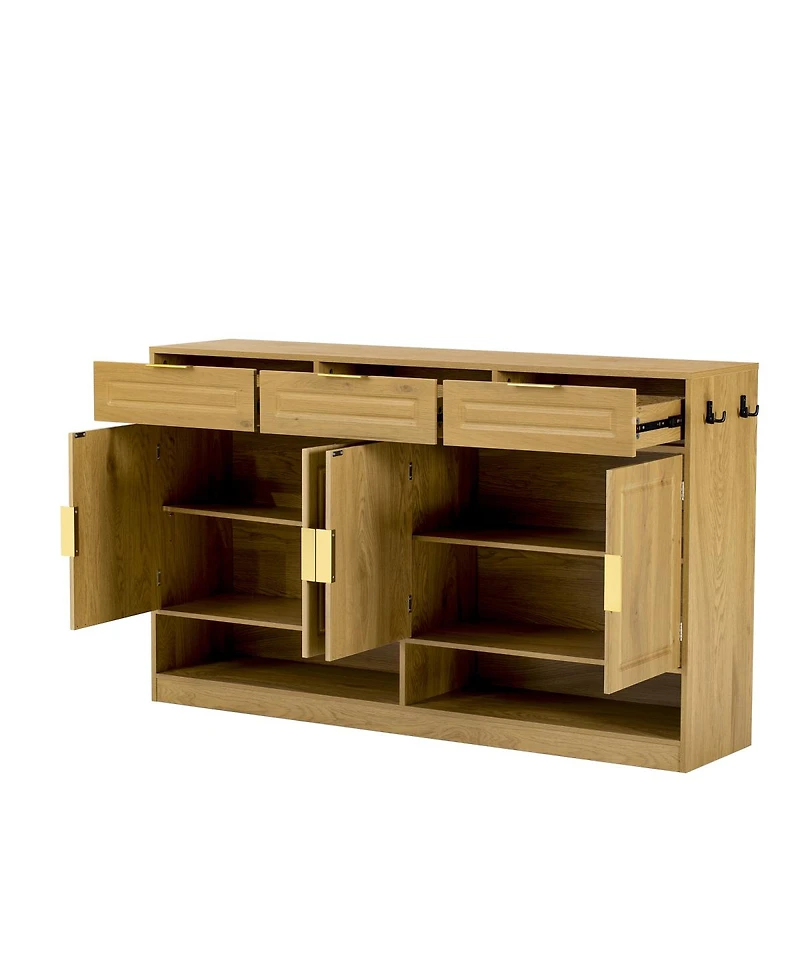 Streamdale Furniture Farmhouse Sideboard with 3 Drawers, 4 Doors, 59.1" Storage Buffet