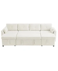 Streamdale Modern U-shaped Sleeper Sofa with Storage & Usb Ports, Green