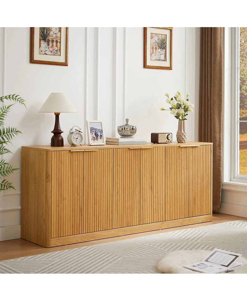 Streamdale Furniture 67-inch Modern Wavy Sideboard with Curved Contour Design and 6 Doors