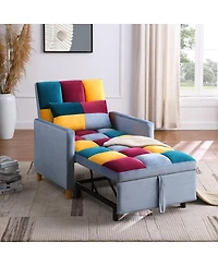 Streamdale Furniture Convertible Sleeper Sofa Chair Bed with Pillow, Velvet Fabric