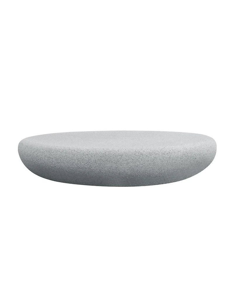 Streamdale Furniture Fiberglass Elliptical Coffee Table for Living Room, Vintage Matte Rocks Table