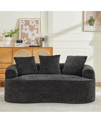 Streamdale Furniture Curved Loveseat with 3 Pillows, Deep Seat Couch for Apartment