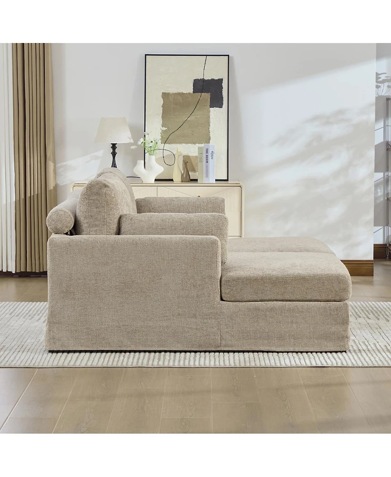 Streamdale Furniture 63.39" Wide Chenille Sofa Bed with Cushions & Metal Legs