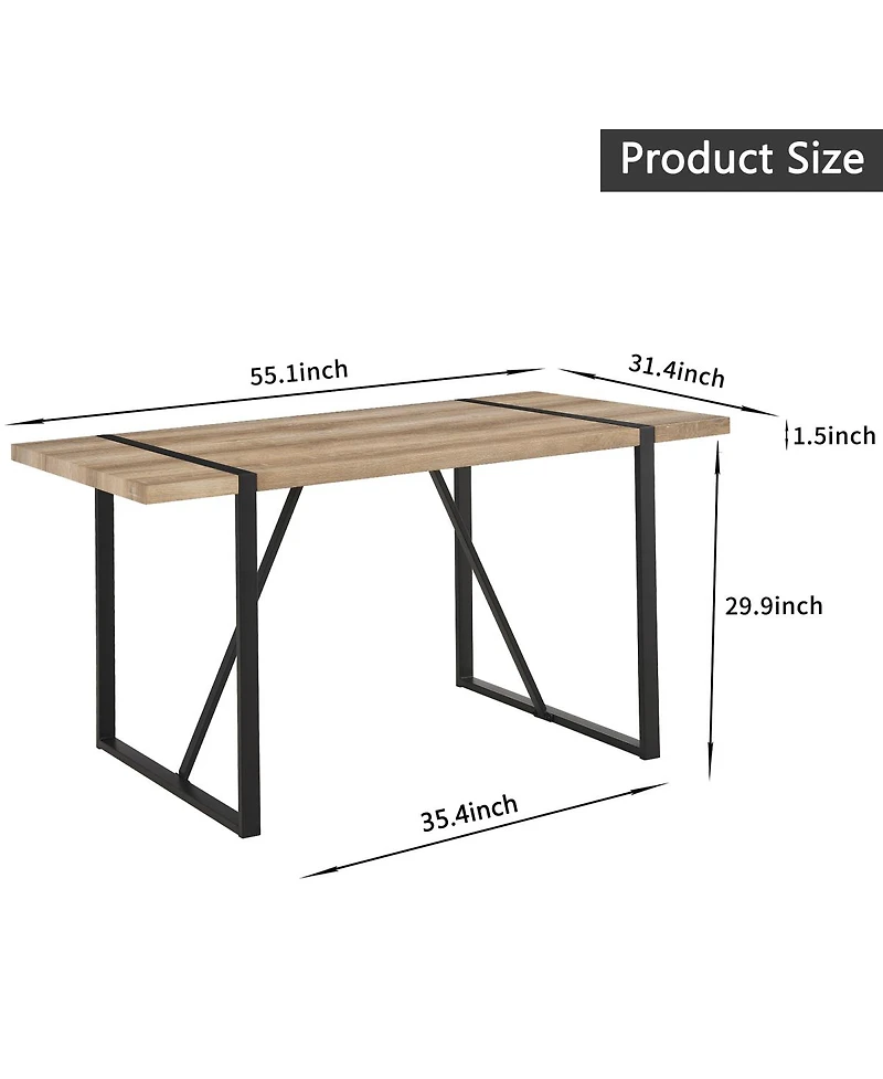 Streamdale Furniture 55" Mdf Wood Dining Table and 4 Modern Chairs Set, Mid Century Kitchen Table Set