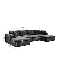 Streamdale Furniture Modular Upholstered Corduroy Sectional Sofa, 5PC Free Combination, Gray