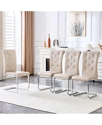 Streamdale Furniture Set of Retro Alligator Upholstered Dining Chairs with Crystal Buckle & Faux Leather