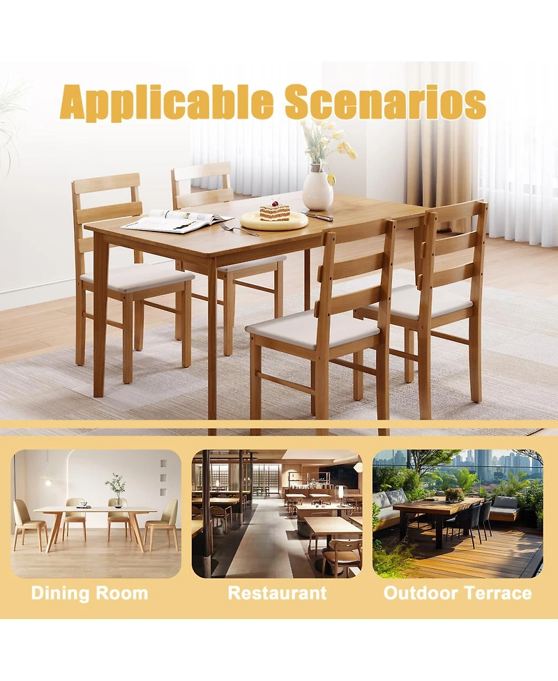 Streamdale Furniture Solid wood dining set: 5 pieces, 1 table + 4 chairs