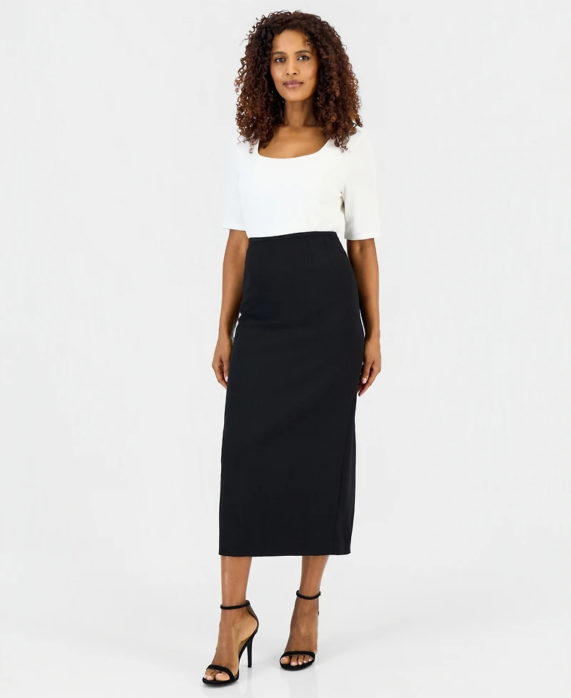 Kasper Women's Stretch Crepe Column Midi Skirt