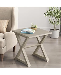 Streamdale Furniture Antique White Square Accent End Side Table Nightstand 22"x23.5"x23.5