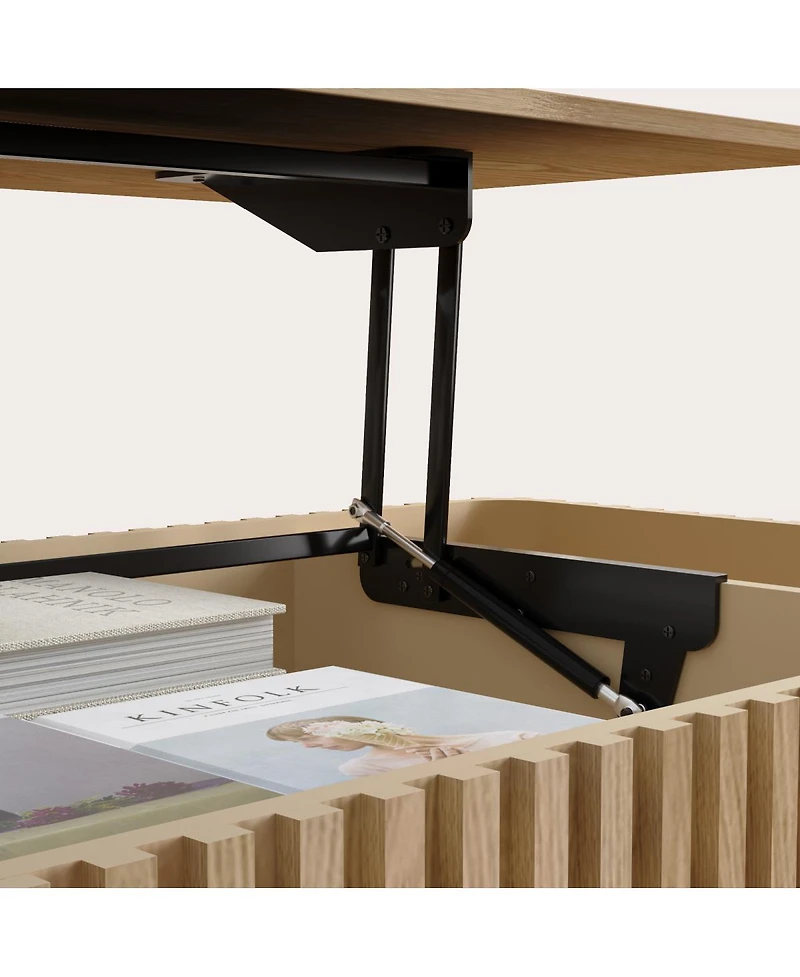 Streamdale Furniture Lift Top Fluted Coffee Table with Hidden Storage, Roman Column Legs